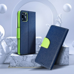 Peněženkové pouzdro Fancy Book na XIAOMI Redmi Note 12 4G Námořnická modrá / Limetkovo zelený 