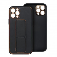 Kryt LEATHER Case Kickstand na Apple iPhone 14 Černý 