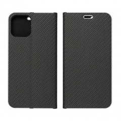 Peněženkové pouzdro LUNA Book Carbon na Apple iPhone 14 Pro Uhlíkové vlákno, Elegantní  Černý 