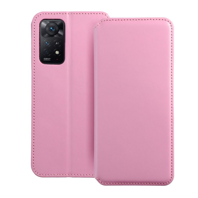 Peněženkové pouzdro Dual Pocket book na XIAOMI Redmi Note 11 Pro Světle růžový 