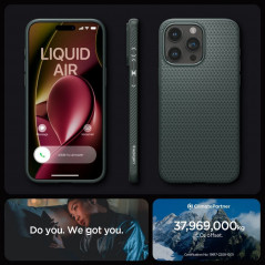 Kryt Spigen  Liquid Air na Apple iPhone 15 Pro Temně zelená 