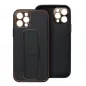 Kryt LEATHER Case Kickstand na Apple iPhone 15 Černý 