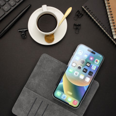 Univerzální pouzdro, Peněženkové pouzdro COMMON book na Apple iPhone 12 Elegantní, Měkká podšívka uvnitř  Černý 