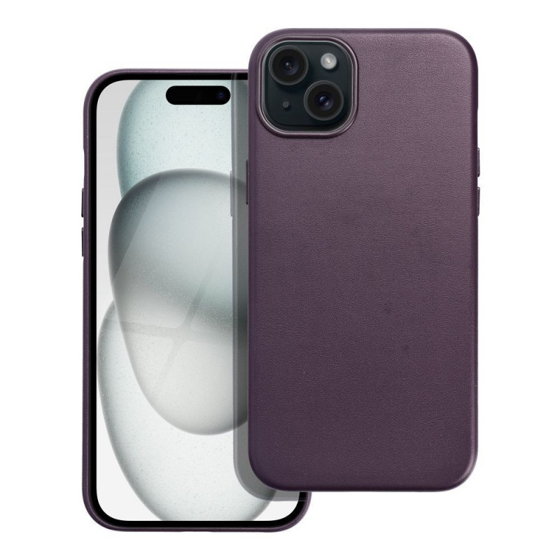 Kryt Leather Mag Cover na Apple iPhone 15 Plus Elegantní  MagSAFE  Tmavě fialový (violet) 