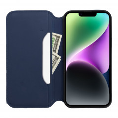 Peněženkové pouzdro Dual Pocket book na Apple iPhone 15 Pro Tmavší modrý 