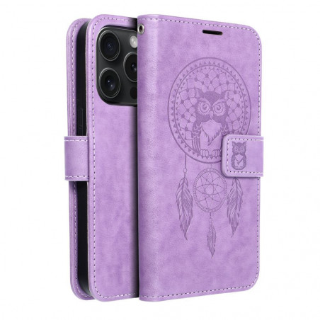 Peněženkové pouzdro MEZZO Book na Apple iPhone 15 Pro Lapač snů  Fialový (Purple)