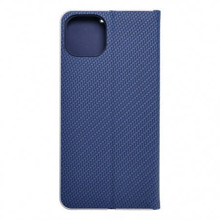 Peněženkové pouzdro LUNA Book Carbon na Apple iPhone 15 Plus Uhlíkové vlákno, Elegantní  Modrý