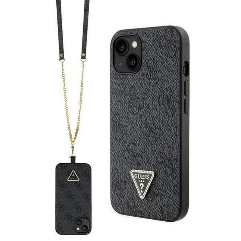 Kryt Guess Metal Logo Starss Crossbody na Apple iPhone 14 Elegantní  Černý 