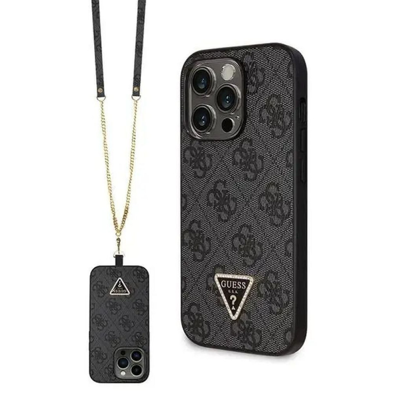 Kryt Guess Metal Logo Starss Crossbody na Apple iPhone 14 Pro Max Elegantní  Černý 