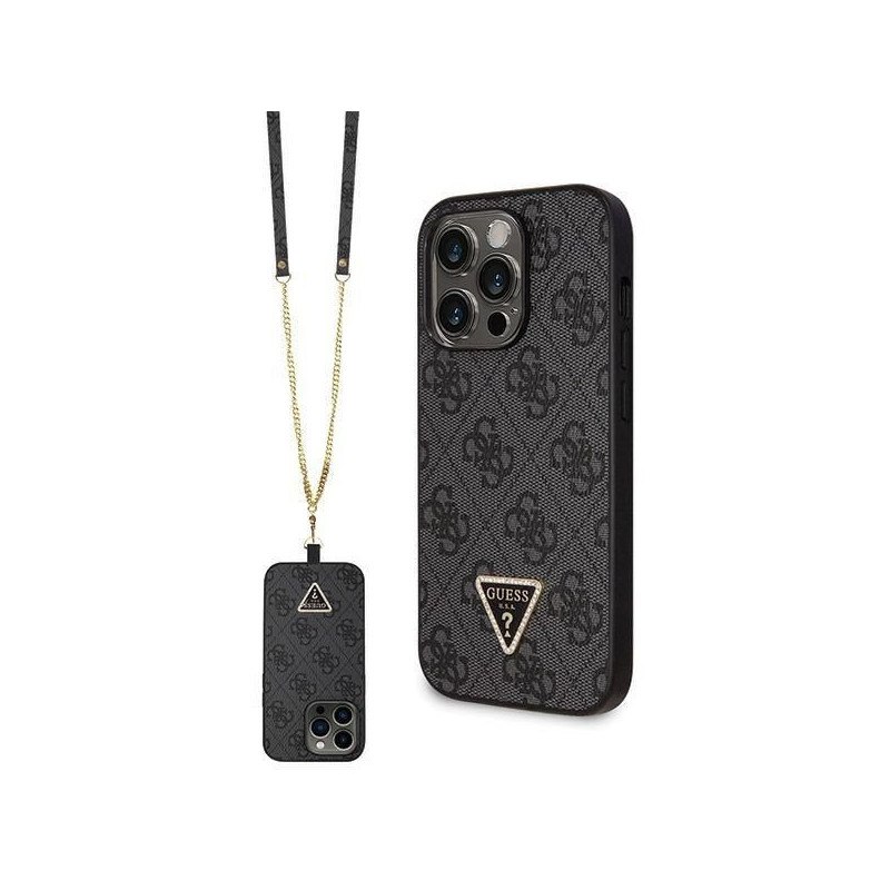 Kryt Guess Metal Logo Starss Crossbody na Apple iPhone 14 Pro Elegantní  Černý 