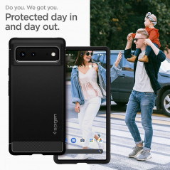 Kryt Spigen Rugged Armor na Google Pixel 6 Uhlíkové vlákno, Elegantní  Matná černá 