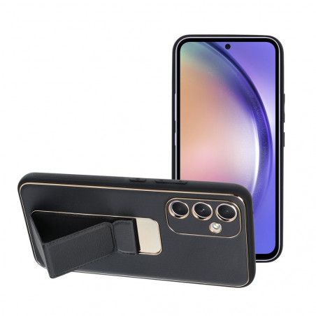 Kryt LEATHER Case Kickstand na Samsung Galaxy A54 Černý 