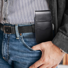 Univerzální pouzdro, Pouzdro na opasek ROYAL - Leather universal flap pocket na Apple iPhone 5 5S Černý 