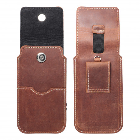 Univerzální pouzdro, Pouzdro na opasek ROYAL - Leather universal flap pocket na Apple iPhone 5 5S Hnědý 