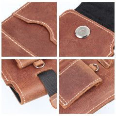 Univerzální pouzdro, Pouzdro na opasek ROYAL - Leather universal flap pocket na Apple iPhone 6 6S Hnědý 