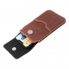 Univerzální pouzdro, Pouzdro na opasek ROYAL - Leather universal flap pocket na Apple iPhone 11 Hnědý 