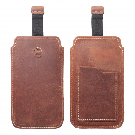 Univerzální pouzdro, Pouzdro na opasek ROYAL - Leather universal flap pocket na Apple iPhone 5 5S Hnědý 