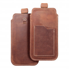 Univerzální pouzdro, Pouzdro na opasek ROYAL - Leather universal flap pocket na Apple iPhone 11 Hnědý 