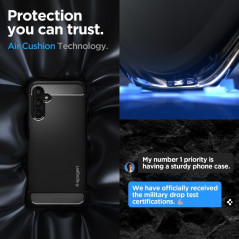 Kryt Spigen Rugged Armor na Samsung Galaxy A14 LTE Uhlíkové vlákno, Elegantní  Matná černá 