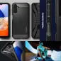 Kryt Spigen Rugged Armor na Samsung Galaxy A14 LTE Uhlíkové vlákno, Elegantní  Matná černá 