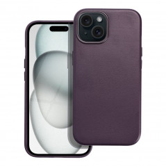 Kryt Leather Mag Cover na Apple iPhone 15 Elegantní  MagSAFE  Tmavě fialový (violet)