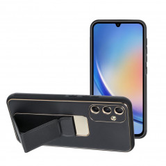 Kryt LEATHER Case Kickstand na Samsung Galaxy A34 Černý