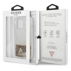 Kryt Guess Liquide Glitter Charms na Apple iPhone 14 Pro Elegantní  Zlatý 