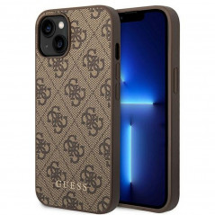 Kryt Guess 4G Gold Logo na Apple iPhone 14 Plus Elegantní  Hnědý