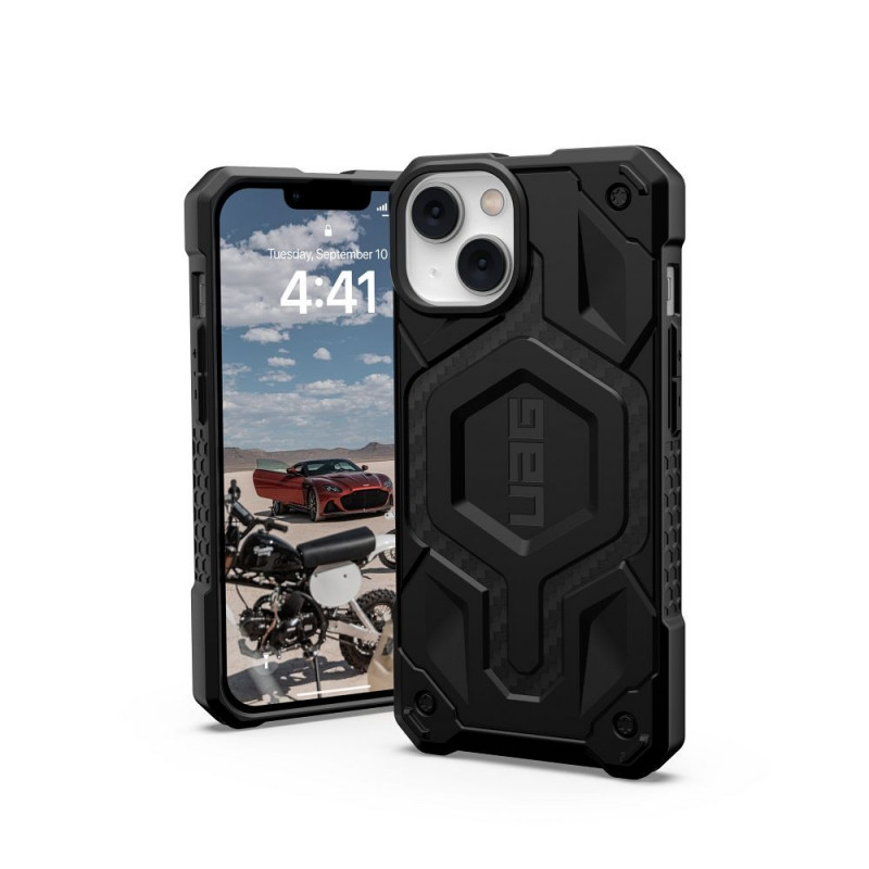 Kryt Urban Armor Gear Monarch na Apple iPhone 14 Plus Prémiové pouzdro  MagSAFE  Uhlíkové vlákno 