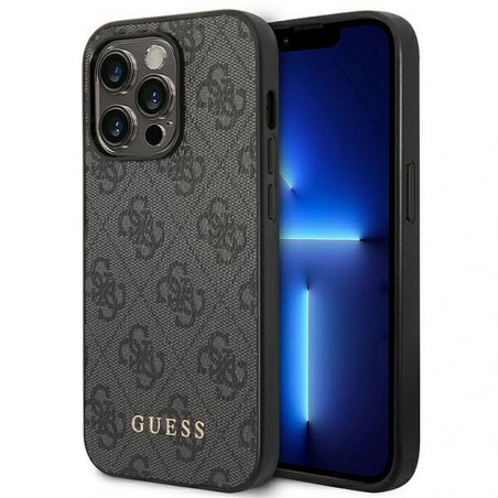 Kryt Guess 4G Gold Logo na Apple iPhone 14 Pro Elegantní  Šedý