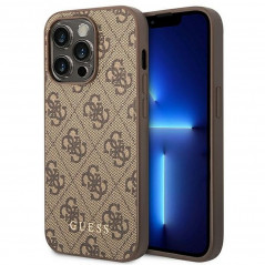 Kryt Guess 4G Gold Logo na Apple iPhone 14 Pro Max Elegantní  Hnědý