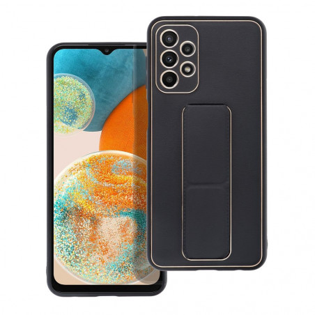 Kryt LEATHER Case Kickstand na Samsung Galaxy A23 5G Černý 