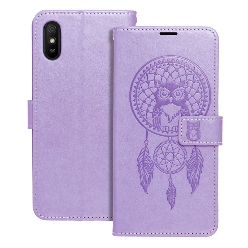 Peněženkové pouzdro MEZZO Book na XIAOMI Redmi 9A Lapač snů  Fialový (Purple) 