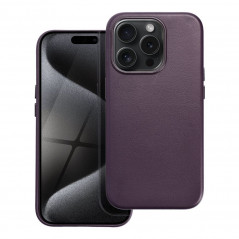 Kryt Leather Mag Cover na Apple iPhone 15 Pro Elegantní  MagSAFE  Tmavě fialový (violet) 