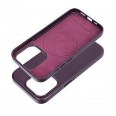 Kryt Leather Mag Cover na Apple iPhone 15 Pro Elegantní  MagSAFE  Tmavě fialový (violet) 