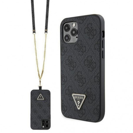 Kryt Guess Metal Logo Starss Crossbody na Apple iPhone 12 Pro Elegantní  Černý