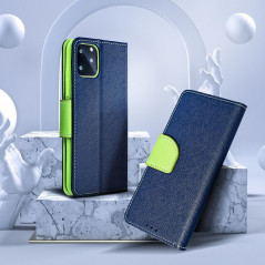 Peněženkové pouzdro Fancy Book na XIAOMI Redmi Note 11S Námořnická modrá / Limetkovo zelený 