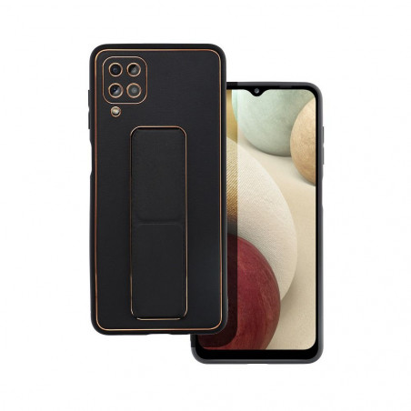 Kryt LEATHER Case Kickstand na Samsung Galaxy A04s Černý