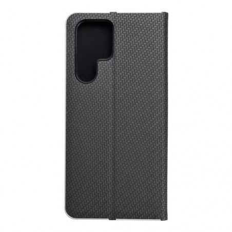 Peněženkové pouzdro LUNA Book Carbon na Samsung Galaxy S22 Ultra Uhlíkové vlákno, Elegantní  Černý 