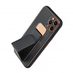 Kryt LEATHER Case Kickstand na Apple iPhone 13 Pro Černý 