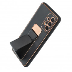 Kryt LEATHER Case Kickstand na Samsung Galaxy A52 5G Černý 