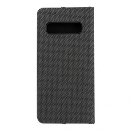 Peněženkové pouzdro LUNA Book Carbon na Samsung Galaxy S10 Uhlíkové vlákno, Elegantní  Černý 