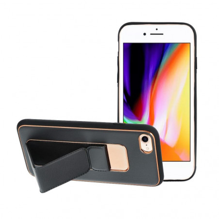 Kryt LEATHER Case Kickstand na Apple iPhone 7 Černý 