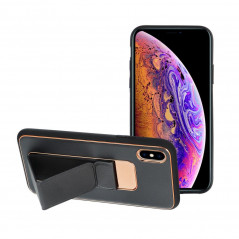 Kryt LEATHER Case Kickstand na Apple iPhone XS Černý 