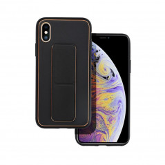 Kryt LEATHER Case Kickstand na Apple iPhone XS Černý 