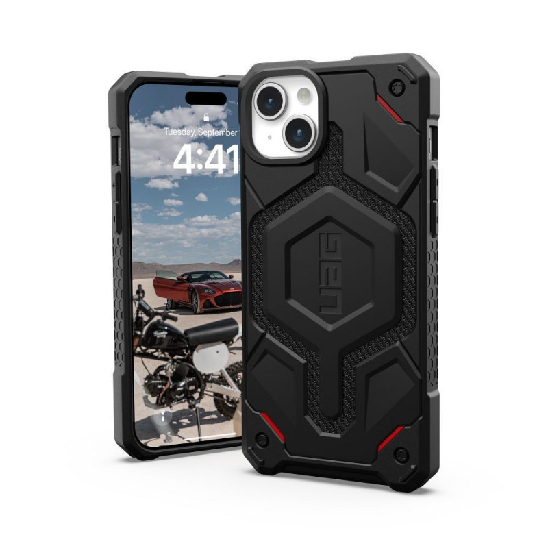 Kryt Urban Armor Gear Monarch Pro na Apple iPhone 15 Plus MagSAFE  Kevlarově černý 