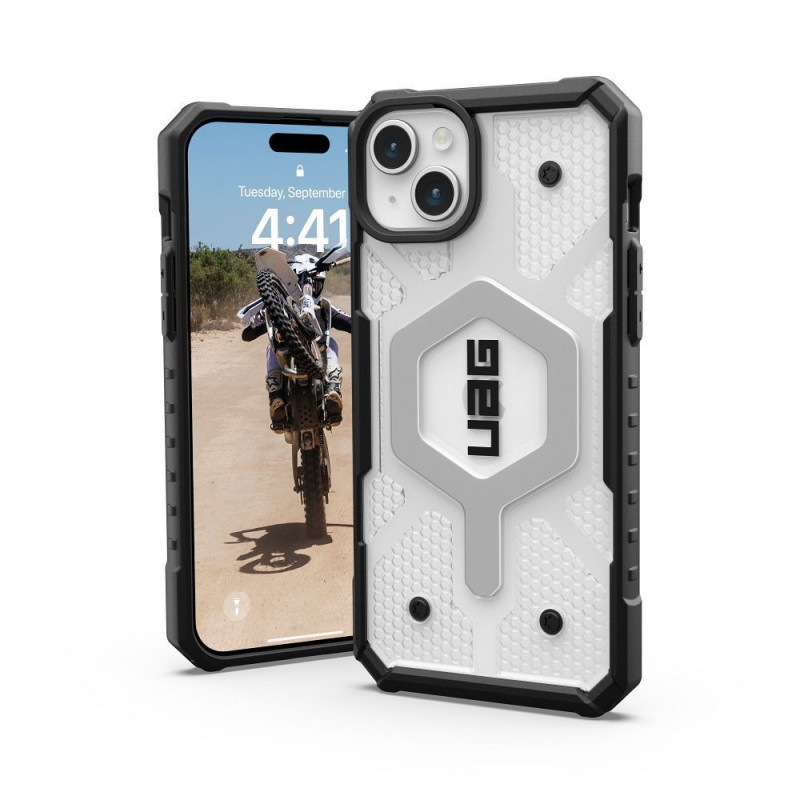 Kryt Urban Armor Gear Pathfinder na Apple iPhone 15 Plus Prémiové pouzdro  MagSAFE  Ledová 