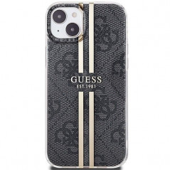 Kryt Guess 4G Gold Stripe na Apple iPhone 15 Plus Elegantní  Černý 