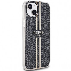 Kryt Guess 4G Gold Stripe na Apple iPhone 15 Plus Elegantní  Černý 