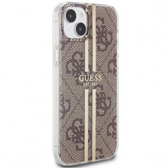 Kryt Guess 4G Gold Stripe na Apple iPhone 15 Elegantní  Hnědý 